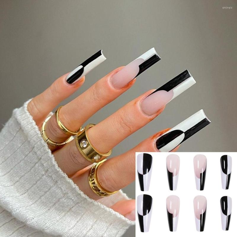 False Nails 24Pcs Detachable Long Ballerina Wearable Coffin Fake Full Cover Nail Tips Press On Decoration