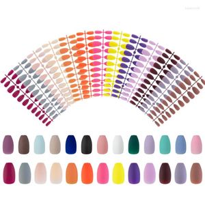 Valse nagels 24 -stcs nep Frosted Matte Coffin Nail Tips voor extensieve manicure kunst Groothandel op balletbenodigdheden