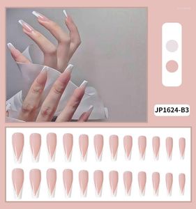 Faux Nails 24pcs Fake Nail Patch Square Head Type de colle amovible Super Long Paragraphe Manucure SANA889