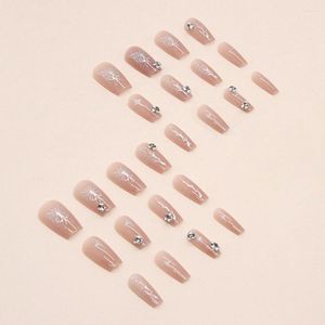 Valse Nagels 24Pcs Mode Ballerina Elegante Kunstmatige Glanzende Nagel Uitbreiding Vrouwen Meisjes Faux