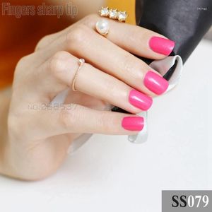 Valse nagels 24 stks flash watermeloen rood snoep korte paragraaf ronde hoofd ight rose comfortabel allemaal ingepakt ss079