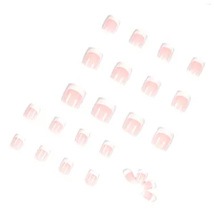 Faux ongles 24pcs style français court pression ultra-flexible réutilisable longue durée faux pour les femmes filles amoureux