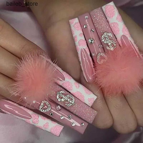 Faux Nails 24pcs Couverture complète Faux Nails Rouge Rouge Planète Long Ballerina Cercin Nail Tips détachables Faux Nails Presse sur Nails Manucure Y240419 Y240419