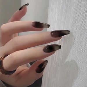 Kunstnagels 24 stuks Gradiënt Zwart Kunstmatig Niet-vervagend Gemakkelijk aan te brengen Press-On Ballet Voor Manicure Nagel DIY Ontwerp Druk op