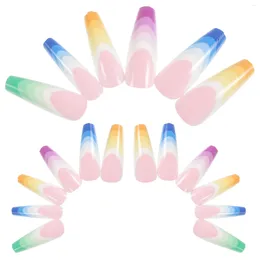 Faux ongles 24pcs Gradient Color Presse sur les faux pointes de clous à longs ongles