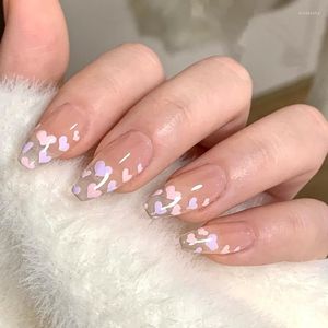 Valse nagels 24 stks hart bedrukte doodskist afneembaar volledige dekking vrouwen nail art tips manicure patch draagbare prud22