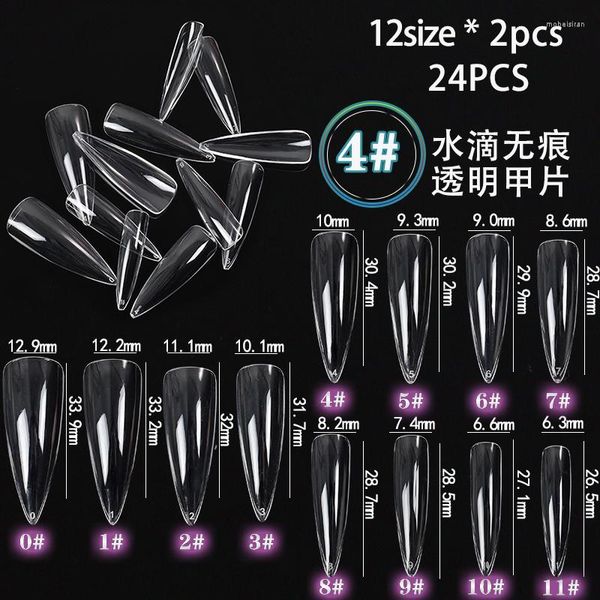 Faux Ongles 24PCS / Lot Celar V Droite Ronde Fin Une Goutte Carré Plein Acrylique Ballet Cercueil Ongles Conseils Faux Doigt Pointe Manucure DIY Ensemble