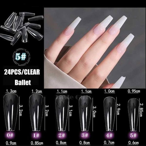 Faux ongles 24 pièces/lot PRO clair V droit bout rond A T goutte carré plein acrylique Ballet cercueil faux ongles conseils faux doigt pointe manucure ensemble YQ231115