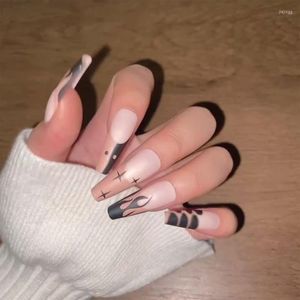 Valse nagels 24 -stcs matte vlam luipaard nagel afneembaar volledige deksel nep draagbare diy pers op voor liefhebbers manicure decor