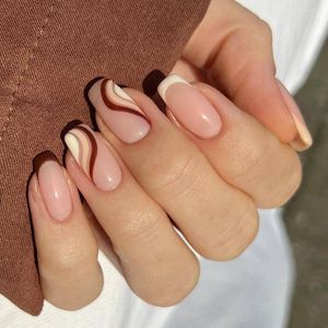 Kunstnagels 24 stks Nail Art Tips Hemelsblauw Sneeuwvlokken Volledige Dekking Vlinder Ballerina Amandel Franse Lange Doodskist Nep