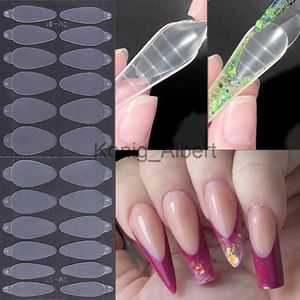 False nagels 24 -stig nagel Franse forma dubbele sticker v/round vorm zachte siliconen Franse lijn valse tip uv gel vormt extensie mal manicure gereedschap x0822