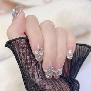 Faux ongles 24pcs conseils d'ongles couverture complète cristal amande court faux français