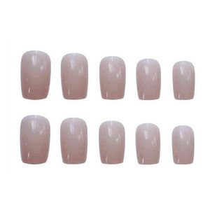 Faux Ongles 24 pcs Naturel Couleur Nail Extension Patch Faux Ensemble Étanche Art Fournitures avec Colle Sana889 220225