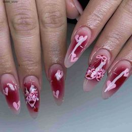 Valse nagels 24 stks roze blush nep nagels rode hart druk op nagels patch nagel schoonheid nep nagels tips valentijnsdag gifs voor vriendin vrouwen y240419 y240419