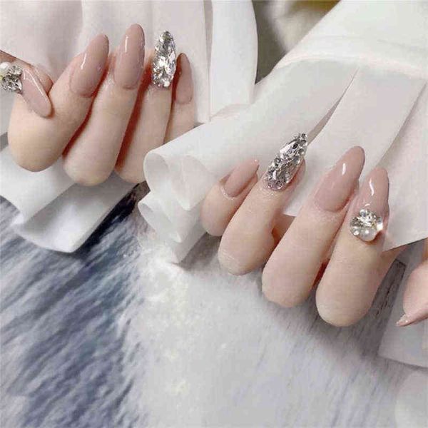 Faux ongles 24pcs diamants roses portent long paragraphe mode manucure patch gagner du temps portable ongles Ty 0616