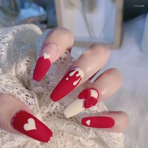 Valse nagels 24-stcs pers-on set patroon ontwerp nagel Franse volledige cover nep met lijm diy manicure kunst gereedschap