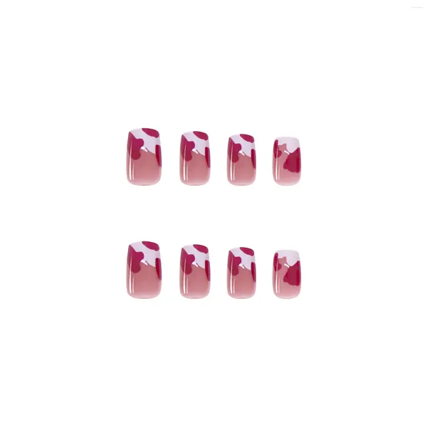 Faux ongles 24 pièces réutilisables Rose rouge mariage Faux Faux court dame artificiel ongle couverture complète Gel usage quotidien conseils d'art des ongles