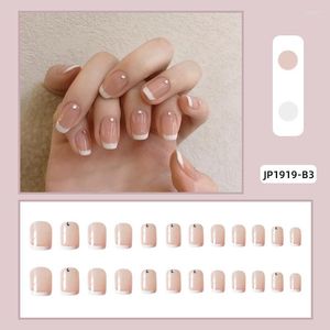 Faux Ongles 24pcs Strass Incrusté Nail Patch Colle Type Amovible Court Paragraphe Mode Manucure Gagner Du Temps