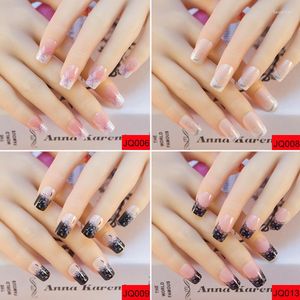 Valse nagels 24 -stcs/set acryl volledige pers op 3d bruid nep 16 kleur Franse nail art tips salon vingernagels ontwerp