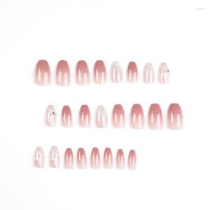 Valse nagels 24 -stcs/set vlinder diamant glitter dragen herbruikbare nail art full cover kunstmatige nep ballerina