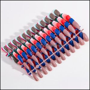 Faux ongles 24pcs / set détachable couleur unie goutte d'eau en forme de faux ongles bricolage pour salon et beauté fournitures d'art livraison santé Dhkcr