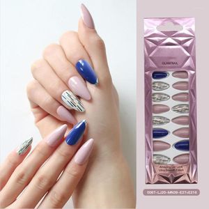 Kunstnagels 24 stks/set Lange Puntige Druk Op Nagel Franse Tips Hit Kleur Fake Met Lijm Kunst Decoratie