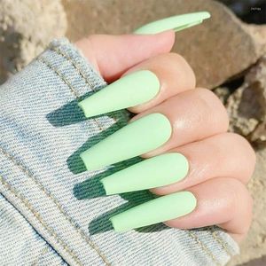 Valse nagels 24 -stcs/set matte ballerina nagel volledige hoes kist kist extensie acryl met lijm vrouwen mode diy kunst manicure tools