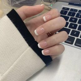 Kunstnagels 24 stks/set Korte Franse Mode Naakt Roze OL Stijl Verwijderbare Kunstnagel Accessoire Kunst Volledige Cover Tips Nep