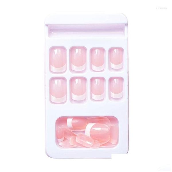 Faux ongles 24pcs / set court français mode nu rose style ol amovible accessoire d'ongle artificiel art fl er conseils faux drop livraison ot0mg