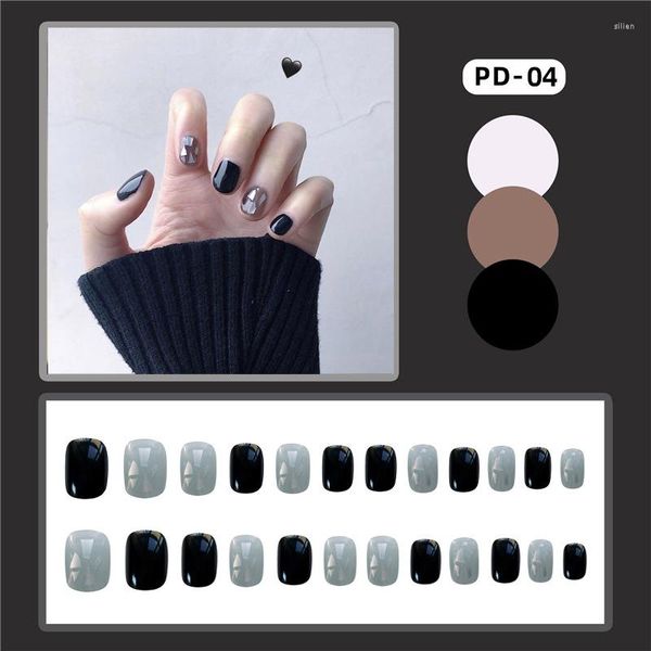 Faux Ongles 24PCS Shell Patch Doux Style Amovible Court Paragraphe Manucure Colle Type Décoration Unas Postizas Midi