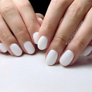 Valse nagels 24 stks glanzende witte korte nep herbruikbare kunstmatige pers op voor ontwerp diy volledige hoes vingertips manicure gereedschap