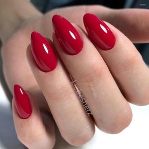 Valse nagels 24 stks glanzende wijn rode korte stiletto voor ontwerppers op kunstmatige nep nagel diy vingertip manicure tool