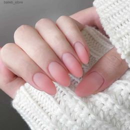 Valse nagels 24 stks zoete gradiënt roze valse nagels matroze pers op nagels volledige dekking draagbare ins eenvoudige amandel nep nagels manicure sets y240419