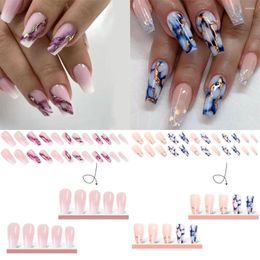 Faux ongles 24 pièces en forme de T, Faux ongles français à tête carrée, imperméables