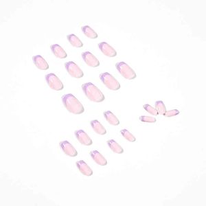 Faux Ongles 24pcs Taro Purple Nail Patch Colle Type Amovible Mi Longueur Paragraphe Mode Manucure Gagner Du Temps Faux Sana889 220225