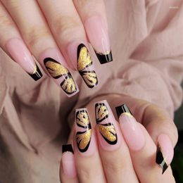 Uñas postizas 24 piezas Prensa linda usable en puntas falsas con diseño de pegamento Chica encantadora que usa para manicura