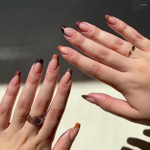 Valse nagels 24 -st. draagbare korte ballerina afneembare Franse nep nials volledige deksel nagel tips druk op doe -het -zelf manicure gereedschap