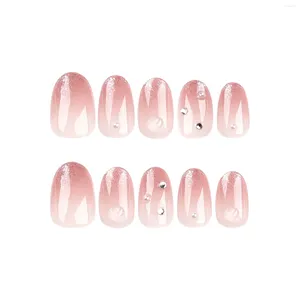 Kunstnagels 24pcs Vrouw Amandel Nepnagel Kleurverloop Blusher Roze Kort Kunstmatig Voor Vrouwen en Meisjes Feestactiviteit