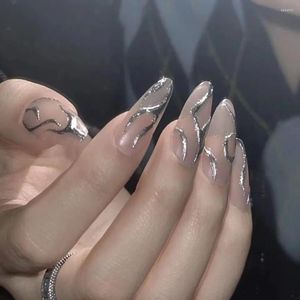 Kunstnagels 24pcs Y2K lange ronde kop druk op nagelkunst naadloos verwijderbare nep draagbaar volledige dekking voor vrouwen salon thuis