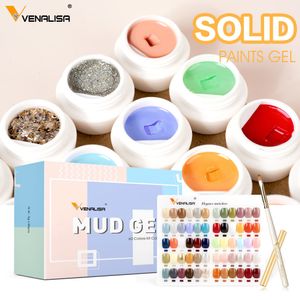 Valse nagels 30 kleur venalalisa modder schilderij gel set volledige dekking romig voor nagel art ontwerp 5 ml afwezigheid van UV LED Poolse Varnish 230520