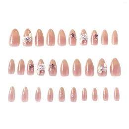 Faux ongles 30pcs brillant amande ongles strass brillants amovibles artificiels pour femmes et filles salon