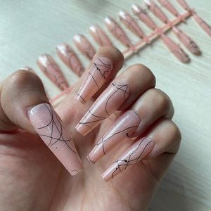 Valse nagels 30 stks nail art tips Volledige Franse ballerina neplijn kleurrijke kist acryl uv gel salon ontwerp manicure