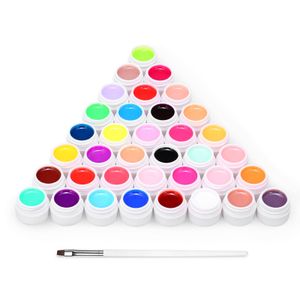Valse nagels 36 kleur nagellak kunst pigment set uv gelbuilder solide lijmverlenging met één borstel 230520