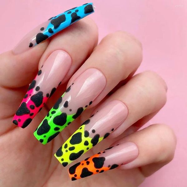 Faux ongles 404 Falsenails Neo Leopard Print Acrylique détachable Conseils Classique Mode Nude Français Cheetah Ballerine Wearable Faux Nailtip 24s