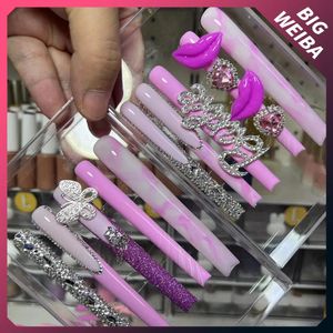 Faux ongles 41style diamant Stiletto cercueil long ongles Europe Amérique travail manuel personnalisation Cosplay fête couverture complète fausse femme cadeau 230927