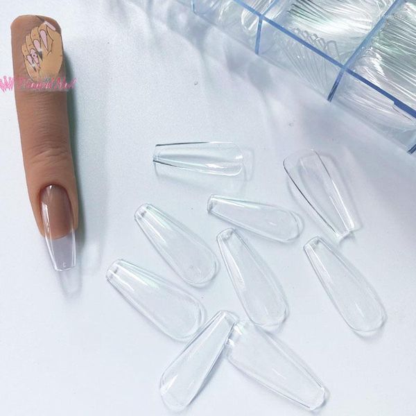 Faux Ongles 480 pcs/boîte Gel X Sculpté Clair Long Cercueil Pleine Couverture Doux Ongles Conseils Faux Ongles Artificielle Appuyez Sur