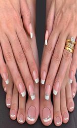 Upas falsas 48pcs White Edge French Press on Wearable False Set For Women Girls Nail Patch Manicure Manicure Diyfalse7123487