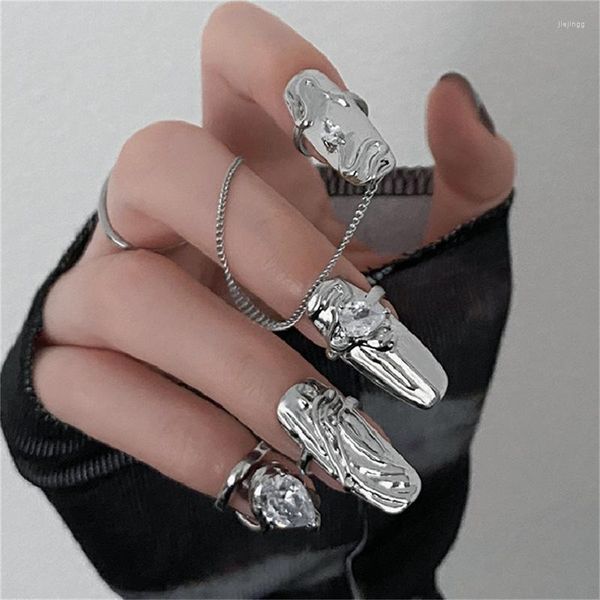 Faux ongles 4 pièces mode Punk doigt ongles anneaux femmes réglable ouverture anneau ongle protection bijoux