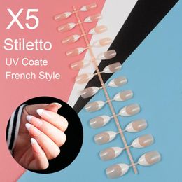 Valse nagels 5 sets Franse nagelpers op nep volledige hoes korte lengte diy cosas para unas acilicas benodigdheden