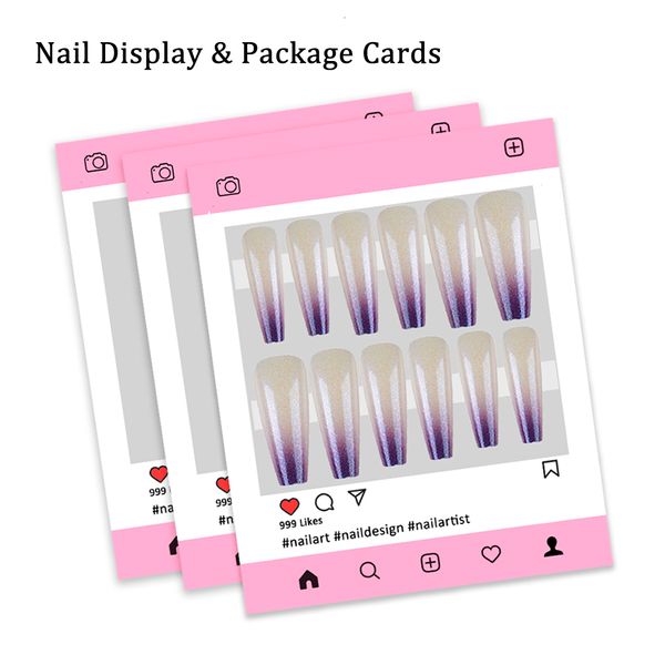 Faux Ongles 50 Pièces Appuyez Sur Les Ongles Emballage Cartes Affichage En Gros ChristmasIns Styles Ongle Rose Montrant La Carte De Montage Manucure Art 230619